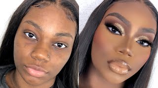 Darkskin Client tutorial🔥X glitter glam [upl. by Eiramrebma]