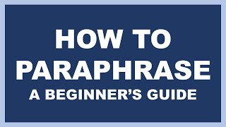 Paraphrasing A Beginners Guide [upl. by Manoff]