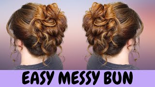 EASY high messy bun hairstyle  quick hair tutorial [upl. by Yrrac]