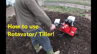 How to use a Rotavator or tiller from starting it  to operating it [upl. by Lesslie882]