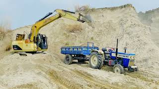 Swaraj Mahindra Sonalika Tractors Loading Sand by Jcb 3dx  Tractor Fully loaded trolley  Ep 27 [upl. by Epuladaug28]