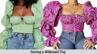 Sewing a milkmaid Top Step by Step [upl. by Kecaj]