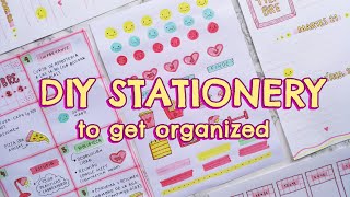 DIY STATIONERY to KEEP YOURSELF ORGANIZED ✨ CALENDAR WEEKLY PLANNER layout amp STICKERS for JOURNAL [upl. by Assirrac]