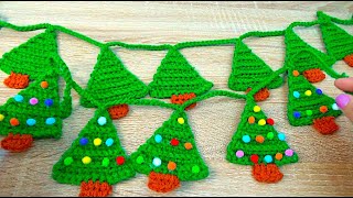 ¡¡IDEA Genial 🌲💓 Pinitos Navideños en Guirnalda a Crochet [upl. by Omura]