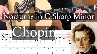 NOCTURNE IN CSHARP MINOR Transposed Am  Chopin  Full Tutorial with TAB  Fingerstyle Guitar [upl. by White]