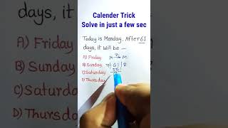 Calendar Trick  Reasoning Questions  Math Trick shorts [upl. by Cha377]