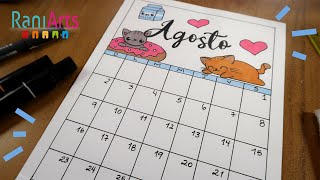 DIY  CALENDARIO DE AGOSTO  Diario bullet journal organización [upl. by Nageet]