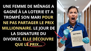 UNE FEMME DE MÉNAGE GAGNE À LA LOTERIE ET TROMPE SON MARI LE DIVORCE VOUS SURPRENDRA [upl. by Xyla]