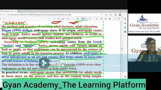 Concept of Andragogy in Education Meaning PrinciplesGyanAcademyTheLearningPlatform [upl. by Jezrdna473]