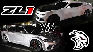 Hellcat Charger vs Camaro ZL1 14000 Street Race [upl. by Enitsirhc]