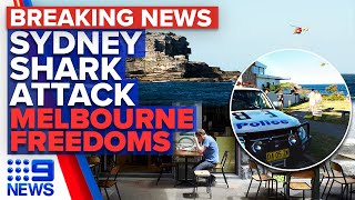 Sydney swimmer mauled to death by shark Restrictions set to lift in Victoria  9 News Australia [upl. by Derfnam]