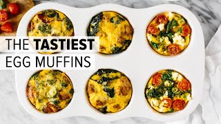 EGG MUFFINS 3 WAYS  healthy breakfast meal prep recipe [upl. by Timothy]