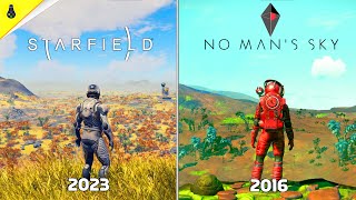 Starfield vs No Man’s Sky  Details and Physics Comparison [upl. by Huberto]