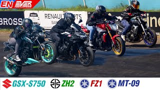 GSXS750 🆚 Kawasaki ZH2 🆚 Yamaha FZ1🆚 Yamaha MT09 🔥 DRAG RACING Barranquilla 2023 [upl. by Niven]