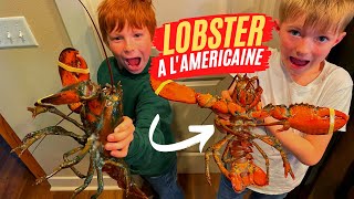 🇫🇷 American Kids Try Lobster Homard a lAmericaine  Food 150 of 1000 [upl. by Hebe191]