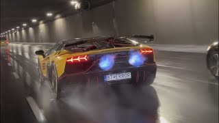 GINTANI Aventador SVJ Spitting Flames  Tunnel Run in Warsaw [upl. by Adnamas474]