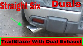 2002 Trailblazer Dual Exhaust With Stock Muffler Sound [upl. by Fritzsche]