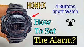 Honhx 4 Buttons Digital Sport Watch  How To Set The Alarm ⏰️ [upl. by Purdum]