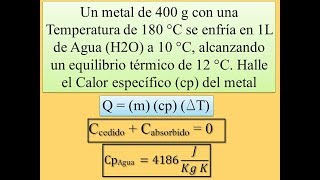 Calor específico de un metal enfriado en Agua ejercicio [upl. by Peursem27]