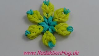 Loom Bands ohne Rainbow Loom Blume Anleitung Deutsch  Veronika Hug [upl. by Newo]