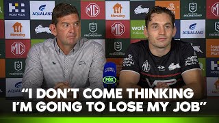 Demetriou still under fire despite first win  Rabbitohs Press Conference  Fox League [upl. by Ettezel]