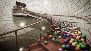 Balls on spiral stair Blender animation Rigid body simulation Eevee [upl. by Luaped]