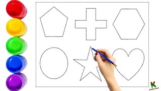 2D shapes drawing activity for kids How to draw new shapes and colour  Learning Video Part245 [upl. by Olsson262]