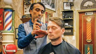 💈 Classic Haircut By Arthur Rubinoff At Amazing NYC Barber Shop Museum [upl. by Auqinahs]