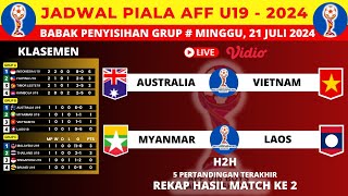 Jadwal Piala AFF U19 2024 HARI INI  Australia vs Vietnam U19  LIVE VIDIO [upl. by Sudaorb]