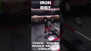 IRON BIBY  World Record LOG LIFT shorts strongman worldrecord [upl. by Gut]