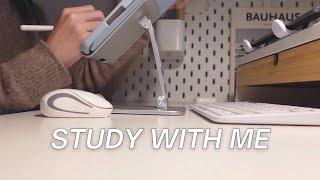 STUDY WITH ME 1 HOUR 10 min without break 💪 ft timer  end bell no music study asmr [upl. by Mellette]