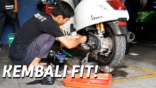 SETTING SHOCK OHLINS DAN SERVICE RUTIN VESPA  SABSVLOG [upl. by Ger]