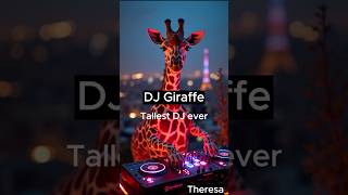 DJ Giraffe The Tallest DJ Takes Over the Ultimate Rooftop Party GiraffeDJ AnimalDJ neonlights [upl. by Nerine]