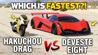 GTA 5 ONLINE  DEVESTE VS HAKUCHOU DRAG WHICH IS FASTEST [upl. by Rovelli]