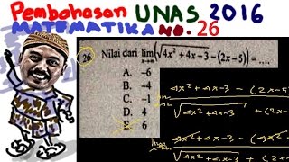 un sma 2016 matematika pembahasan no 26  limit perkalian sekawan [upl. by Rowena]