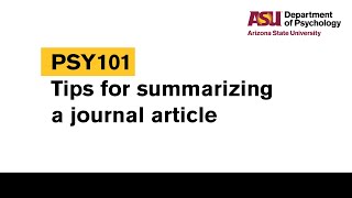 Tips for summarizing a journal article [upl. by Senecal]