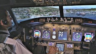 Boeing 737800 Cockpit Landing at SKIATHOS  Full Flight Simulator  Famous Low Landing [upl. by Grimbald979]