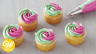 How to Make a TwoTone Buttercream Swirl  Wilton [upl. by Hinman]