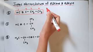 Iupac nomenclature Alkene Alkyne class 10 11 12 organic chemistry [upl. by Prudie115]