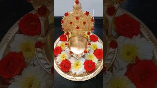 Kamakshi amman Vilakku flower decoration Deepa Decoration ideas  Diya decoration idea shorts diy [upl. by Riess]