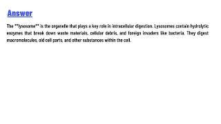 which organelle plays a role in intracellular digestion [upl. by Arella]