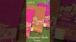 Mangalagiri Checks Saree with Pichwai Design EmbroideredPrice 1485 saree onlineshopping [upl. by Annoiek832]