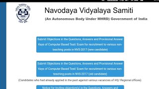 NVS Final Answer Key 2018  NavodayaVidyalaya Samiti [upl. by Eceerahs941]