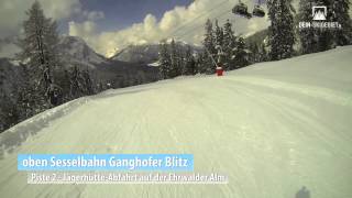 Skigebiet Ehrwalder Alm Kamerafahrt JägerhütteAbfahrt Piste 2 [upl. by Ainos]