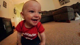 Baby Laughs Hysterically At Dad Throwing Toys [upl. by Light]