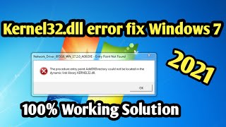 How to fix kernel32 dll error 2021kernel32dll error fix windows 7  adddlldirectorykernel32dll [upl. by Anrat]