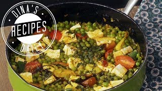 Dina’s Daily Recipes  Σαγανάκι αρακά με ντοματίνια μανούρι και δυόσμο [upl. by Inattirb]