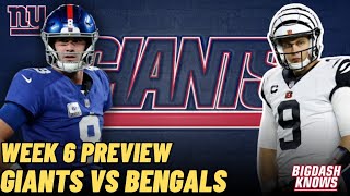 Giants vs Bengals  Wk 6 Preview  Kayvon on IR No Nabers Keys to Victory [upl. by Llahsram]