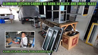 ALUMINUM KITCHEN CABINET NA GAWA SA BLACK AND SMOKE GLASS  KAMUSTA NA ANG OWNER TYPE JEEP NATIN [upl. by Akinhoj]