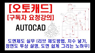 구독자 요청강의  오토캐드 실무 도면제도 도면해석 정면도 투상 및 설명 리브 제도방법 치수 넣기 도면 쉽게 그리는 노하우 캐드자격증 현장캐드 등 [upl. by Lot]